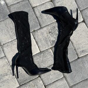 Colin Stuart Black Mesh Heeled Boots